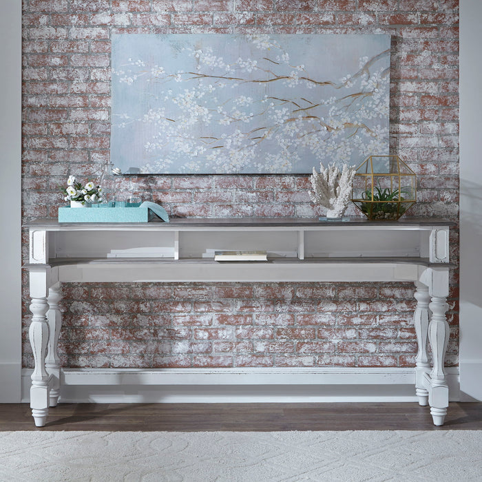 Magnolia Manor - 4 Piece Console Set (1 Console 3 Stools) - Antique White – 4 Piece Dining Room Sets by Liberty Furniture at Furniture Wholesale Plus , Nashville furniture store