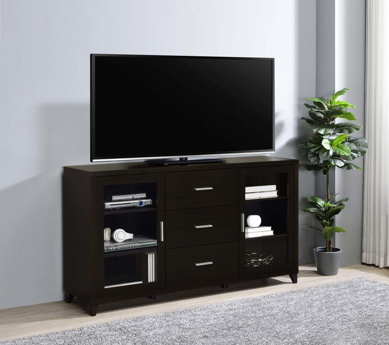 Lewes - 2 Door Engineered Wood TV Stand - Cappuccino – TV Stands by CoasterEssence at Furniture Wholesale Plus , Nashville furniture store