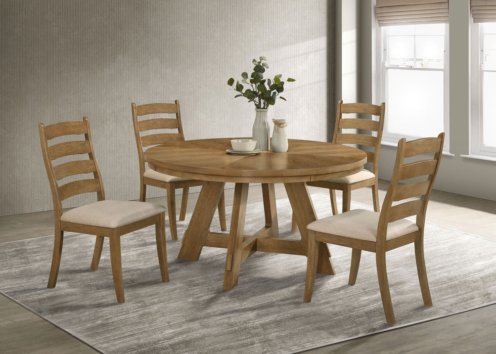Danvers - 5 Piece Dining Table Set - Brown Oak And Beige – 5 Piece Dining Room Sets by Coaster Fine Furniture at Furniture Wholesale Plus , Nashville furniture store