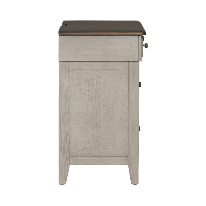 Ivy Hollow - 3 Drawer Bedside Chest With Charging Station - Weathered Linen / Dusty Taupe – Bedside Chests by Liberty Furniture at Furniture Wholesale Plus , Nashville furniture store