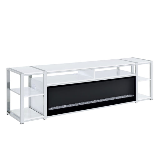 Midway - 80" TV Console With Firelight - White – Fireplace TV Stands by Elements International at Furniture Wholesale Plus , Nashville furniture store