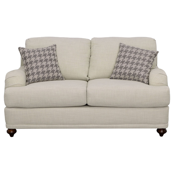 Glenn - Upholstered English Arm Loveseat - Light Gray – Stationary Loveseats by CoasterElevations at Furniture Wholesale Plus , Nashville furniture store