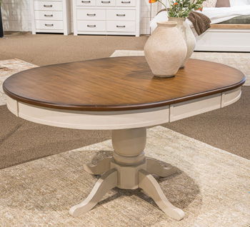 Wirloni - Oval Dining Room Butterfly Extension Table - Antique White / Brown – Dining Tables with Extensions by Signature Design by Ashley® at Furniture Wholesale Plus , Nashville furniture store