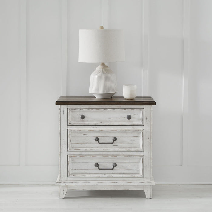 River Place - 3 Drawer Nightstand With Charging Station - Riverstone White & Tobacco – Nightstands w/ Charging Stations by Liberty Furniture at Furniture Wholesale Plus , Nashville furniture store