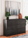 Hollivern - Six Drawer Dresser - Dark Gray – Dressers by Signature Design by Ashley® at Furniture Wholesale Plus , Nashville furniture store