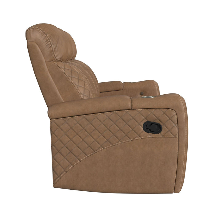 Side Kick - Sofa With Ddt, Wireless Charger, Cupholders And White Led Light - Simba Saddle – Reclining Sofas by Elements International at Furniture Wholesale Plus , Nashville furniture store