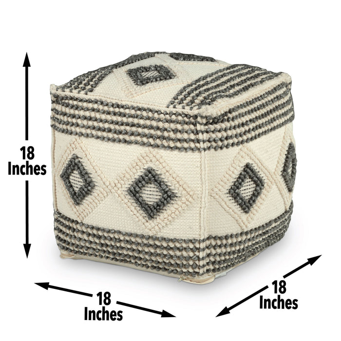 Dalia - Square Handwoven Woolen Pouf - Beige - Premium Accent Poufs from Steve Silver Furniture - Just $129! Shop now at Furniture Wholesale Plus  We are the best furniture store in Nashville, Hendersonville, Goodlettsville, Madison, Antioch, Mount Juliet, Lebanon, Gallatin, Springfield, Murfreesboro, Franklin, Brentwood