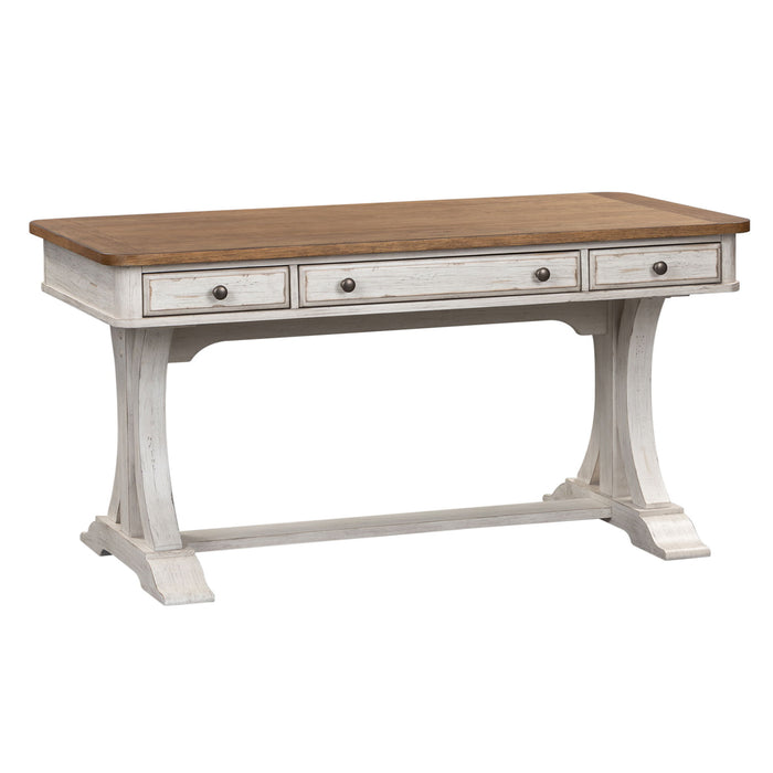 Farmhouse Reimagined - Writing Desk - Antique White / Chestnut Tops – Writing Desks by Liberty Furniture at Furniture Wholesale Plus , Nashville furniture store
