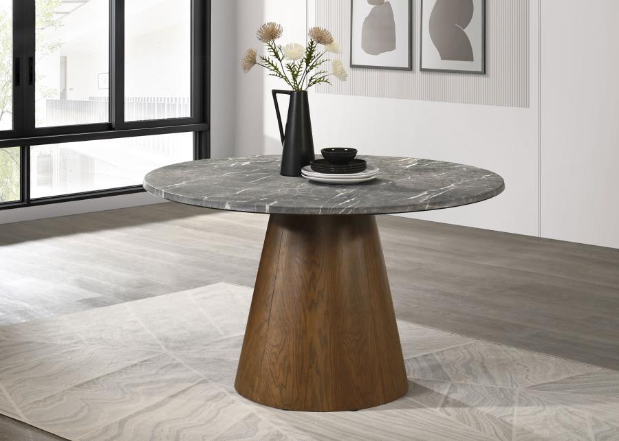 Franklin - 59" Round Dining Table - Gray And Dark Oak – Dining Tables by Coaster Fine Furniture at Furniture Wholesale Plus , Nashville furniture store