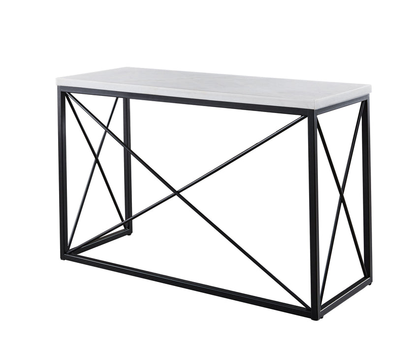 Skyler - White Marble Top Rectangular Sofa Table - White – Sofa Tables by Steve Silver Furniture at Furniture Wholesale Plus , Nashville furniture store