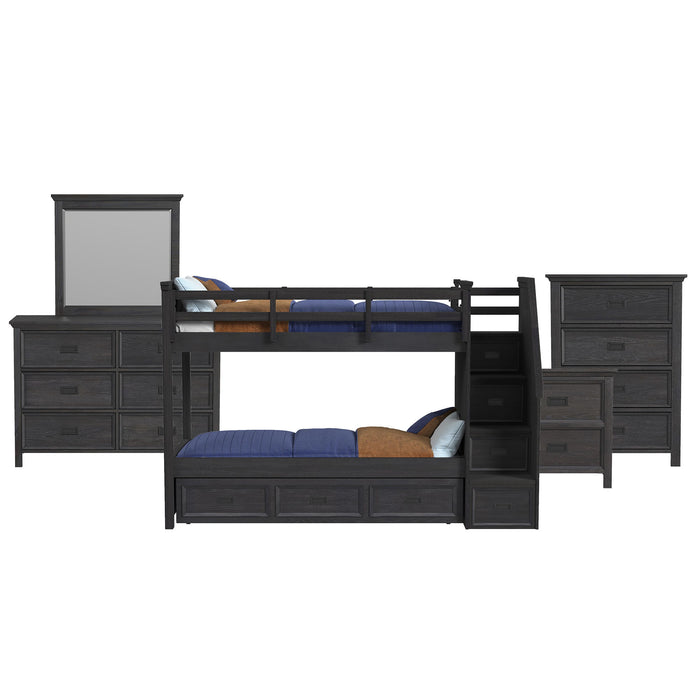 Hampton Kids - Bunk With Staircase And Trundle Bedroom Set – 3 Piece Bedroom Sets by Elements International at Furniture Wholesale Plus , Nashville furniture store
