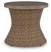 Laguna Heights - Round End Table With Umbrella Option - Beige – End Tables by Signature Design by Ashley® at Furniture Wholesale Plus , Nashville furniture store
