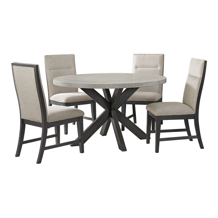Axel - 5 Piece Standard Height Dining Set (Round Table And Four Fabric Chairs) - Espresso / Light Gray – 5 Piece Dining Room Sets by Elements International at Furniture Wholesale Plus , Nashville furniture store