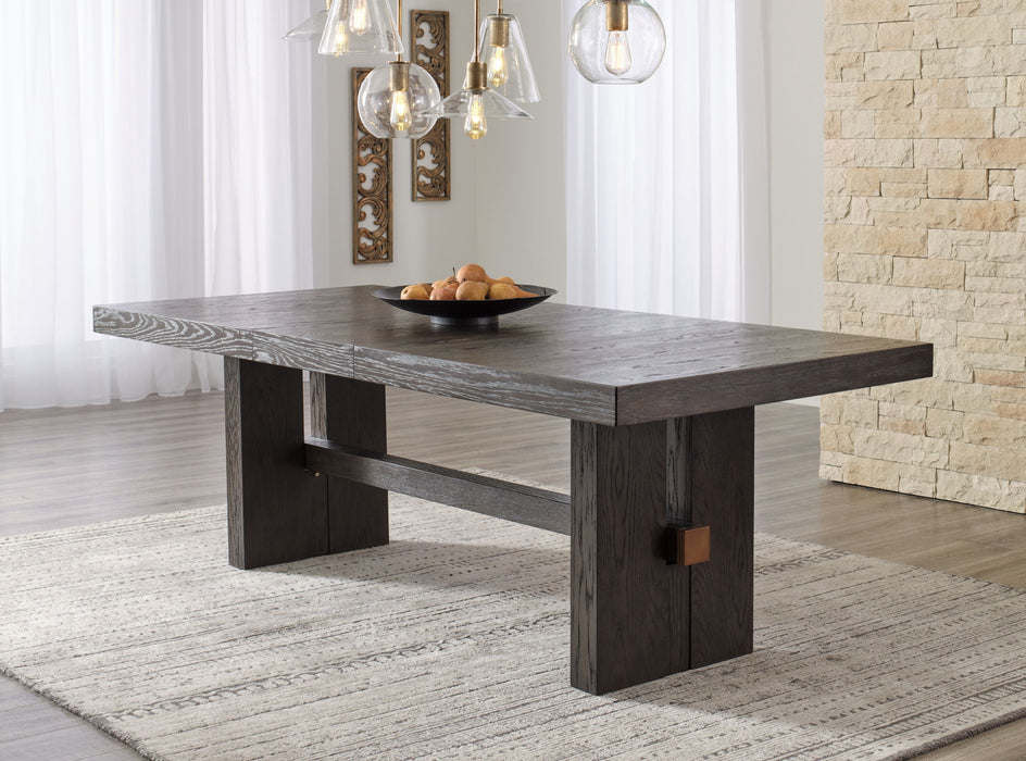 Burkhaus - Rectangular Dining Room Extension Table - Dark Brown – Dining Tables with Extensions by Signature Design by Ashley® at Furniture Wholesale Plus , Nashville furniture store