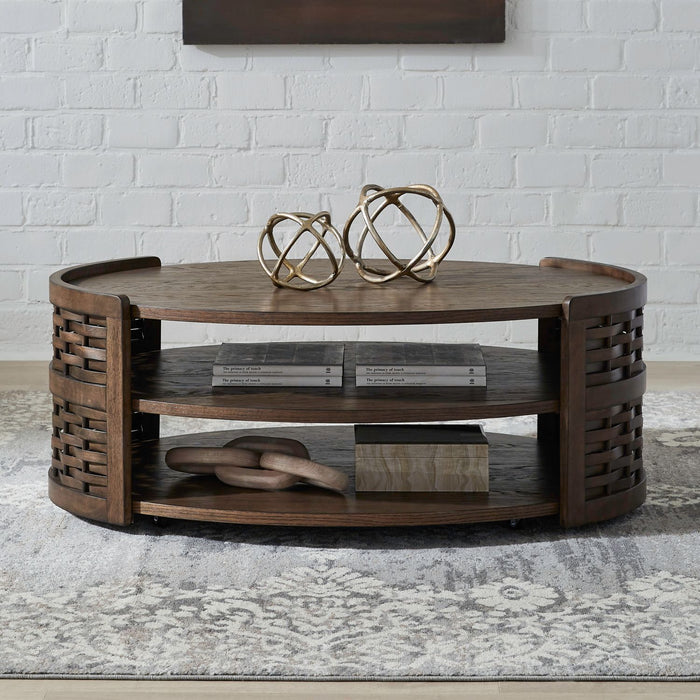 Warren Park - Oval Cocktail Table - Coffee Brown – Cocktail Tables by Liberty Furniture at Furniture Wholesale Plus , Nashville furniture store
