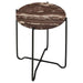 Latifa - Round Marble Top Accent Side Table - Red And Black – Side Tables by CoasterEssence at Furniture Wholesale Plus , Nashville furniture store