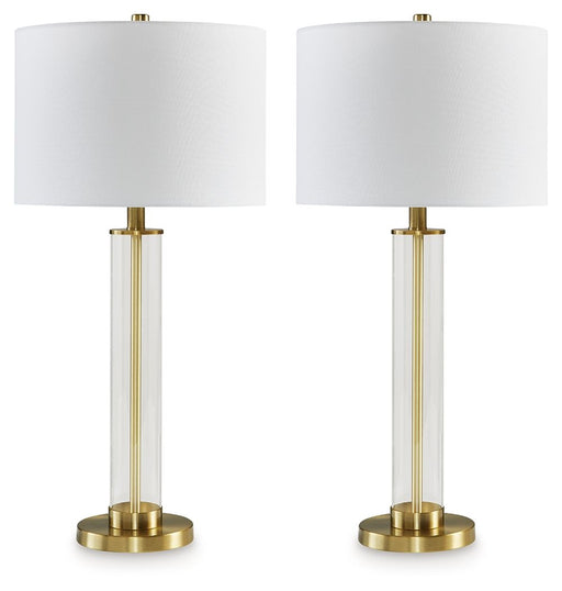 Orenman - Clear / Brass Finish - Glass Table Lamp (Set of 2) - Premium Table Lamps from Signature Design by Ashley® - Just $138! Shop now at Furniture Wholesale Plus  We are the best furniture store in Nashville, Hendersonville, Goodlettsville, Madison, Antioch, Mount Juliet, Lebanon, Gallatin, Springfield, Murfreesboro, Franklin, Brentwood