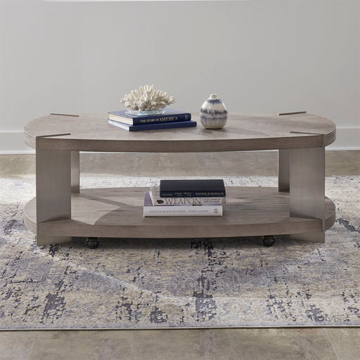 Harlow - Oval Cocktail Table - Sandstone & Satin Nickel – Cocktail Tables by Liberty Furniture at Furniture Wholesale Plus , Nashville furniture store