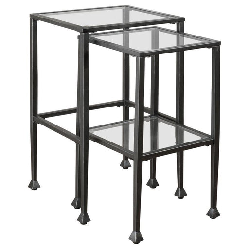 Leilani - 2 Piece Glass Top Nesting Table Set - Black – Nesting Tables by CoasterEssence at Furniture Wholesale Plus , Nashville furniture store