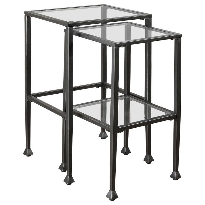 Leilani - 2 Piece Glass Top Nesting Table Set - Black – Nesting Tables by CoasterEssence at Furniture Wholesale Plus , Nashville furniture store