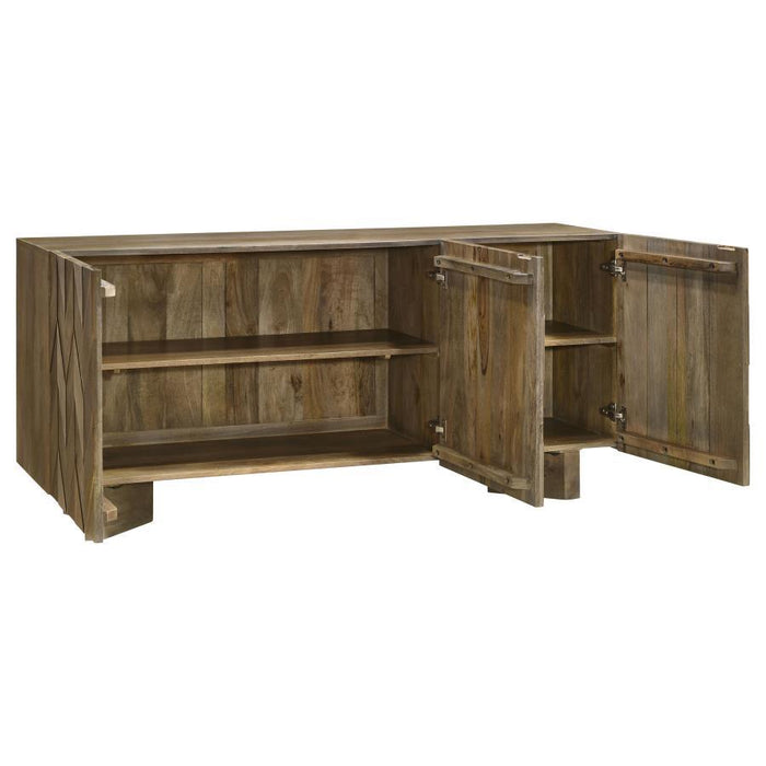 Tyler - 3 Door Solid Wood Sideboard Buffet Cabinet - Mango Brown – Buffets by Coaster Fine Furniture at Furniture Wholesale Plus , Nashville furniture store