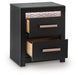 Shoralli - Two Drawer Night Stand - Black – Nightstands w/ Charging Stations by Signature Design by Ashley® at Furniture Wholesale Plus , Nashville furniture store