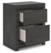 Fraluna - Two Drawer Night Stand - Charcoal – Nightstands w/ Charging Stations by Signature Design by Ashley® at Furniture Wholesale Plus , Nashville furniture store