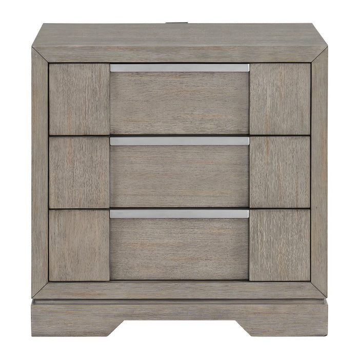 Kelis - 3 Drawer Nightstand With USB - Gray – Nightstands w/ Charging Stations by Elements International at Furniture Wholesale Plus , Nashville furniture store