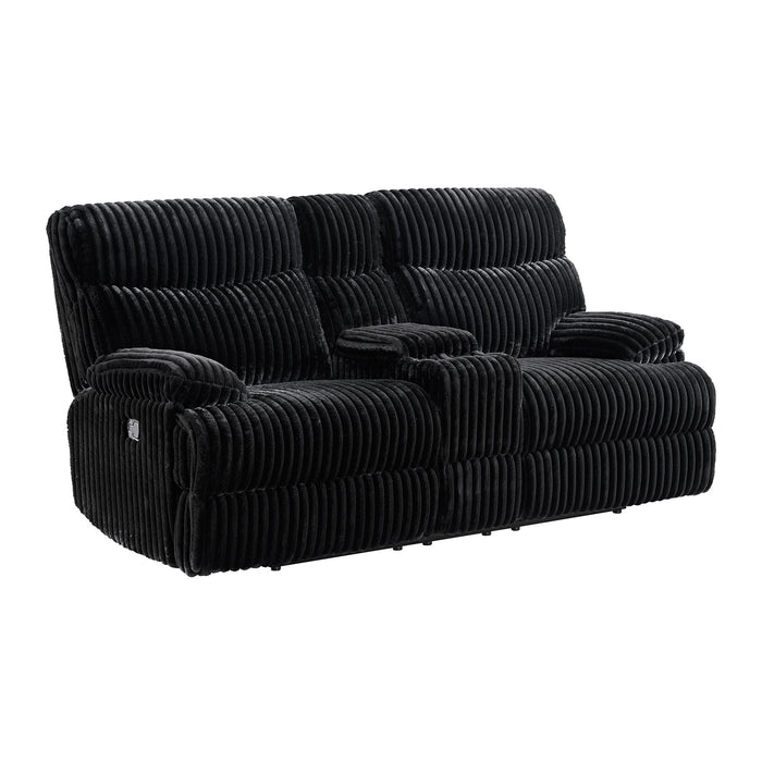Admiral - Motion Loveseat With Console - Black – Reclining Loveseats by Elements International at Furniture Wholesale Plus , Nashville furniture store