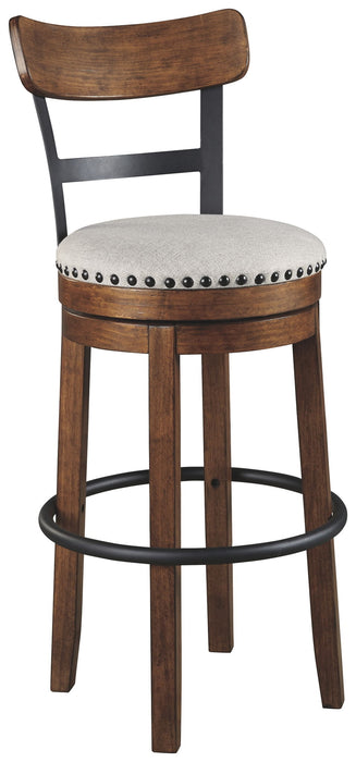 Valebeck -  Tall Upholstered Swivel Barstool - Premium Bar Height (28"-30") from Signature Design by Ashley® - Just $208! Shop now at Furniture Wholesale Plus  We are the best furniture store in Nashville, Hendersonville, Goodlettsville, Madison, Antioch, Mount Juliet, Lebanon, Gallatin, Springfield, Murfreesboro, Franklin, Brentwood