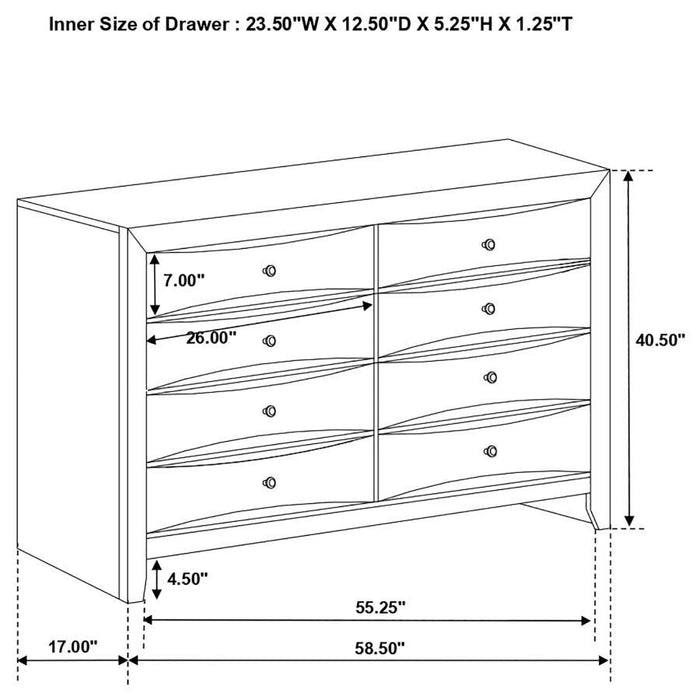 Briana - 8-Drawer Dresser – Dressers by CoasterEssence at Furniture Wholesale Plus , Nashville furniture store