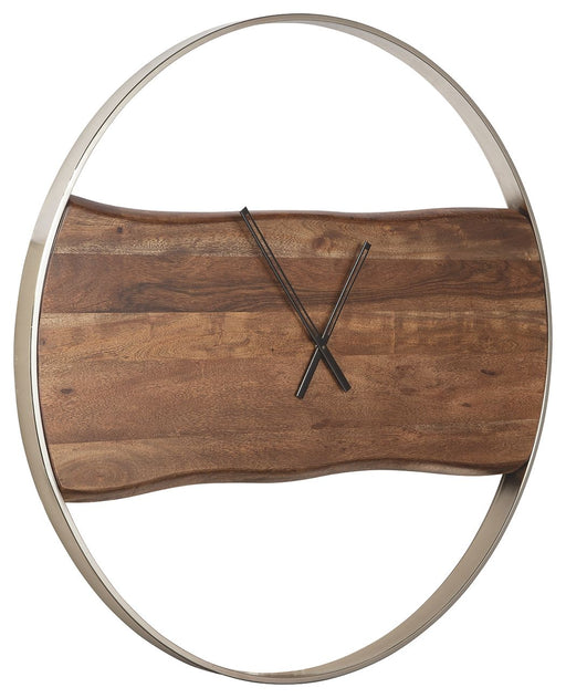 Panchali - Brown / Silver Finish - Wall Clock - Premium Wall Clocks from Signature Design by Ashley® - Just $228! Shop now at Furniture Wholesale Plus  We are the best furniture store in Nashville, Hendersonville, Goodlettsville, Madison, Antioch, Mount Juliet, Lebanon, Gallatin, Springfield, Murfreesboro, Franklin, Brentwood
