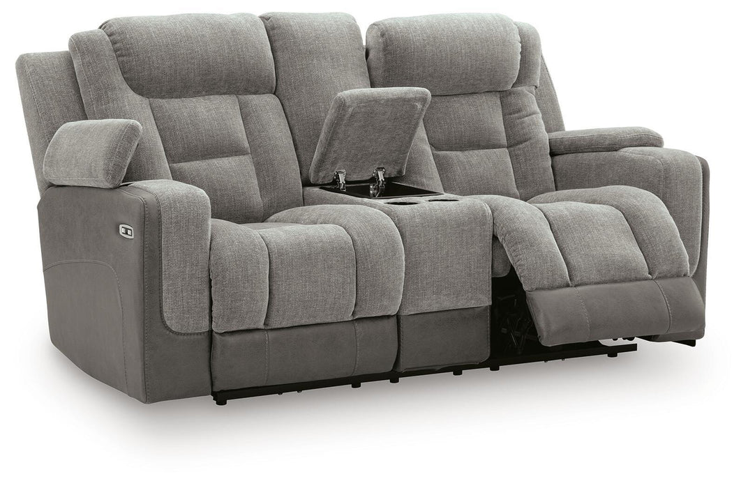 Mixed Motion - Power Reclining Loveseat With Console / Adjustable Headrest – Reclining Loveseats by Signature Design by Ashley® at Furniture Wholesale Plus , Nashville furniture store