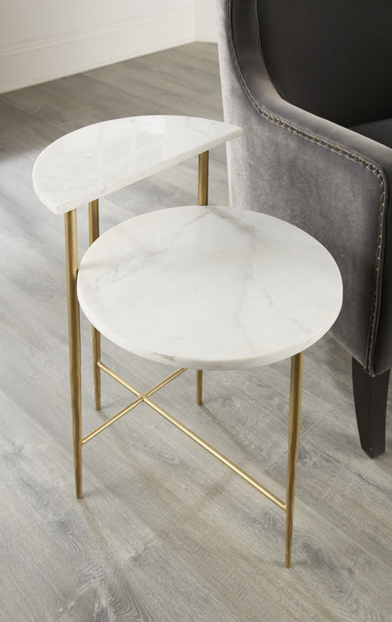 Patna - White Marble Top Side End Table - White – End Tables by Steve Silver Furniture at Furniture Wholesale Plus , Nashville furniture store