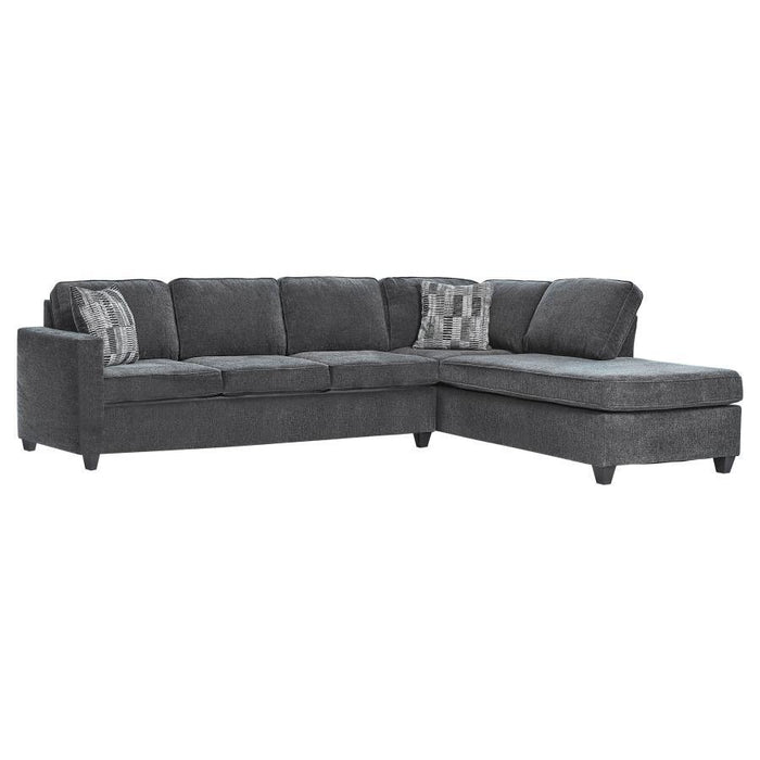 Mccord - Upholstered Track Arm Sectional Sofa - Dark Gray – Stationary Sectionals by CoasterEssence at Furniture Wholesale Plus , Nashville furniture store