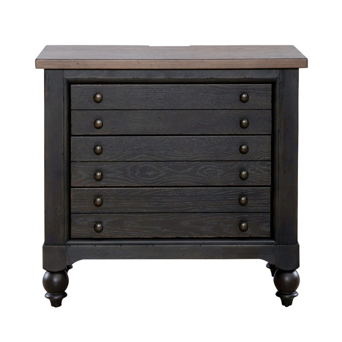 Americana Farmhouse - Bedside Chest With Charging Station – Bedside Chests by Liberty Furniture at Furniture Wholesale Plus , Nashville furniture store