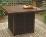 Paradise Trail - Medium Brown - Square Bar Table w/Fire Pit - Premium Fire Pits from Signature Design by Ashley® - Just $1418! Shop now at Furniture Wholesale Plus  We are the best furniture store in Nashville, Hendersonville, Goodlettsville, Madison, Antioch, Mount Juliet, Lebanon, Gallatin, Springfield, Murfreesboro, Franklin, Brentwood