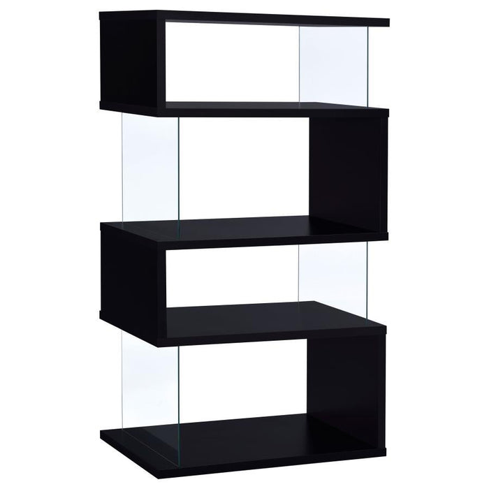 Emelle - 4-Shelf Glass Panel Bookshelf - Premium Standard Bookcases from CoasterEveryday - Just $229! Shop now at Furniture Wholesale Plus  We are the best furniture store in Nashville, Hendersonville, Goodlettsville, Madison, Antioch, Mount Juliet, Lebanon, Gallatin, Springfield, Murfreesboro, Franklin, Brentwood