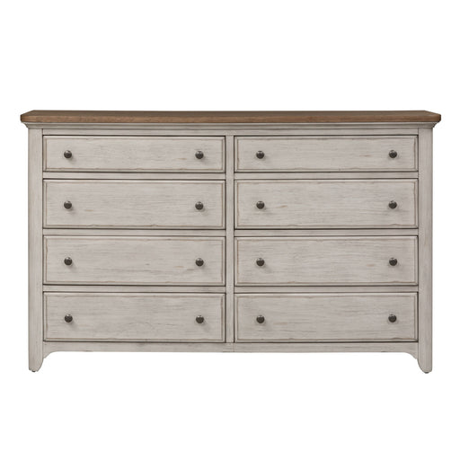 Farmhouse Reimagined - 8 Drawer Dresser - Antique White / Chestnut Tops – Dressers by Liberty Furniture at Furniture Wholesale Plus , Nashville furniture store