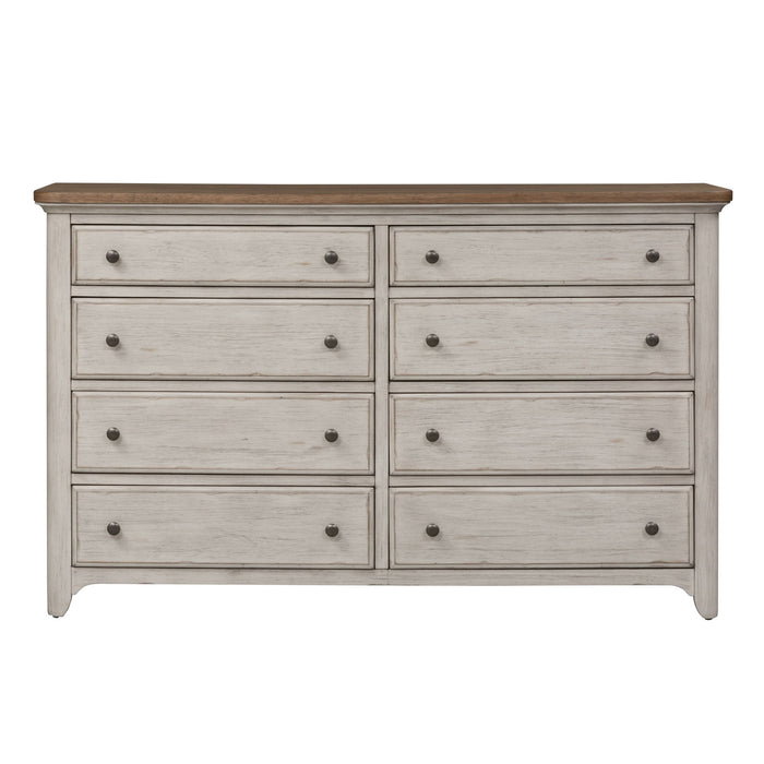 Farmhouse Reimagined - 8 Drawer Dresser - Antique White / Chestnut Tops – Dressers by Liberty Furniture at Furniture Wholesale Plus , Nashville furniture store