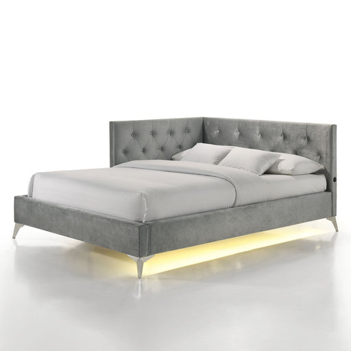 Amberley - Full Upholstered Corner Bed With LED And USB – Upholstered Beds by Elements International at Furniture Wholesale Plus , Nashville furniture store