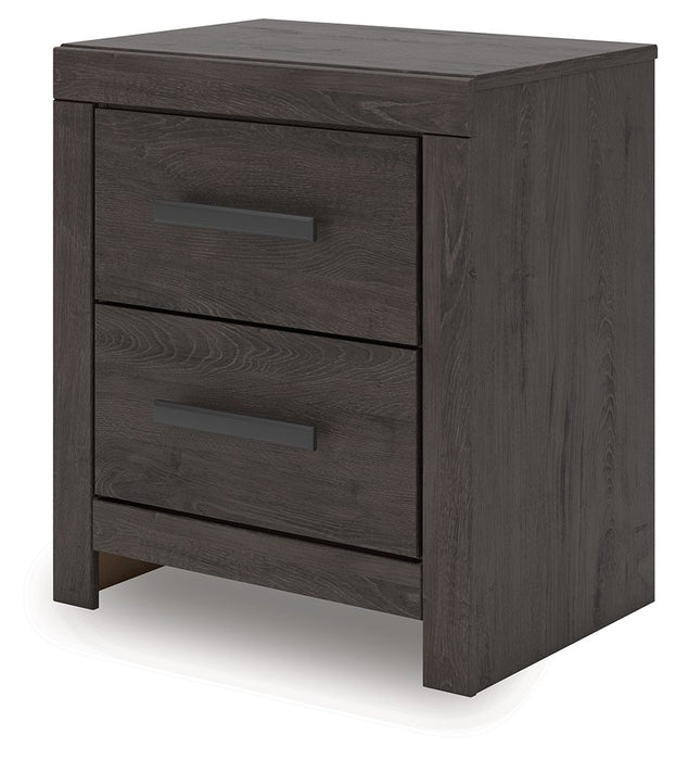 Prendonea - Two Drawer Night Stand - Charcoal – Accent Nightstands by Signature Design by Ashley® at Furniture Wholesale Plus , Nashville furniture store
