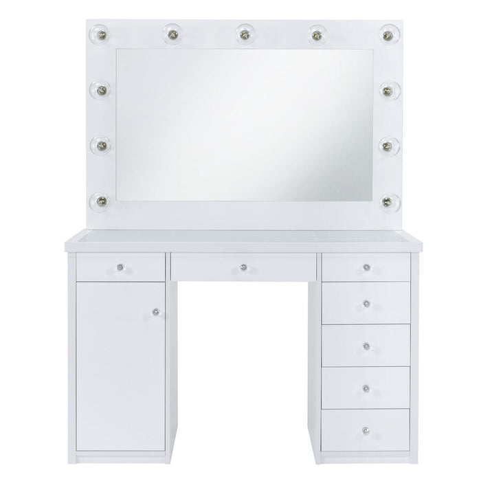 Amia - Complete Vanity With Lightbulbs - Glossy White – Vanity Desks by Elements International at Furniture Wholesale Plus , Nashville furniture store