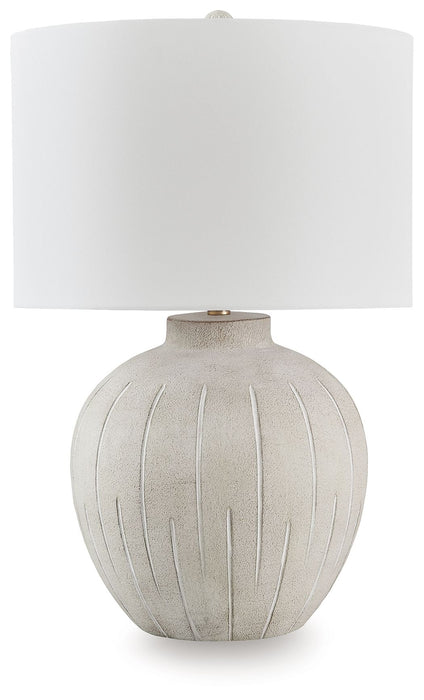 Calbert - Poly Table Lamp - Warm Gray – Table Lamps by Signature Design by Ashley® at Furniture Wholesale Plus , Nashville furniture store