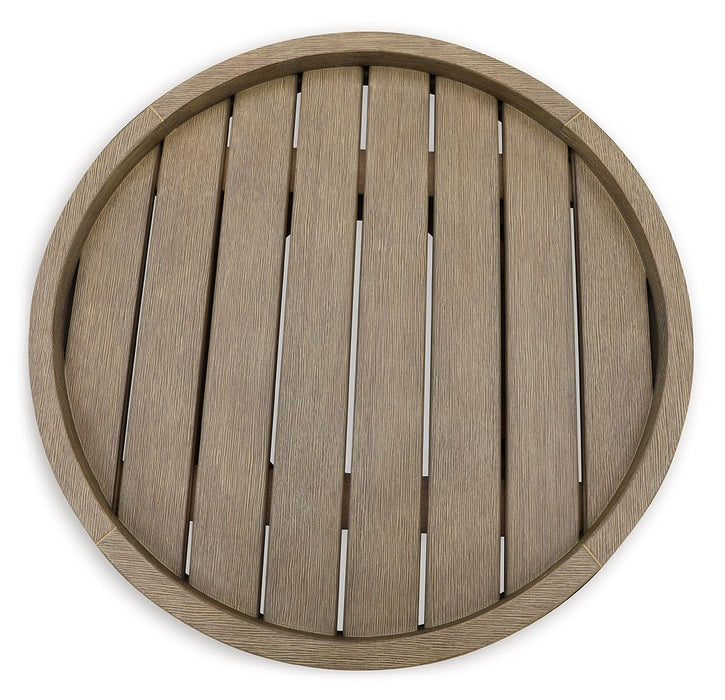 Marina Sun - Round End Table - Beige – End Tables by Signature Design by Ashley® at Furniture Wholesale Plus , Nashville furniture store