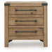 Ridgester - Three Drawer Night Stand - Light Brown – Nightstands w/ Charging Stations by Benchcraft® at Furniture Wholesale Plus , Nashville furniture store