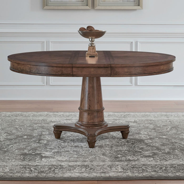 Harrison Heights - Pedestal Table - Sienna – Dining Tables with Extensions by Liberty Furniture at Furniture Wholesale Plus , Nashville furniture store