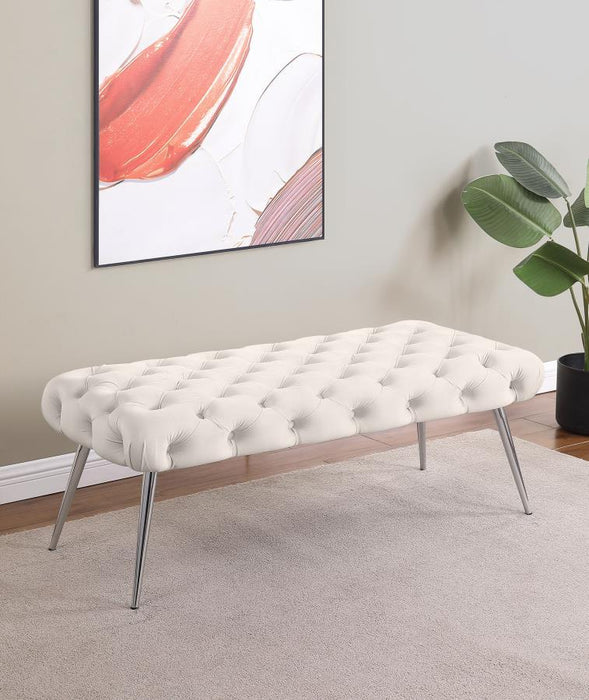 Ella - Upholstered Tufted Bench Metal Legs – Upholstered Benches by Coaster Fine Furniture at Furniture Wholesale Plus , Nashville furniture store