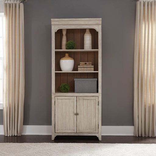 Farmhouse Reimagined - Bookcase - Antique White / Chestnut Tops – Standard Bookcases by Liberty Furniture at Furniture Wholesale Plus , Nashville furniture store