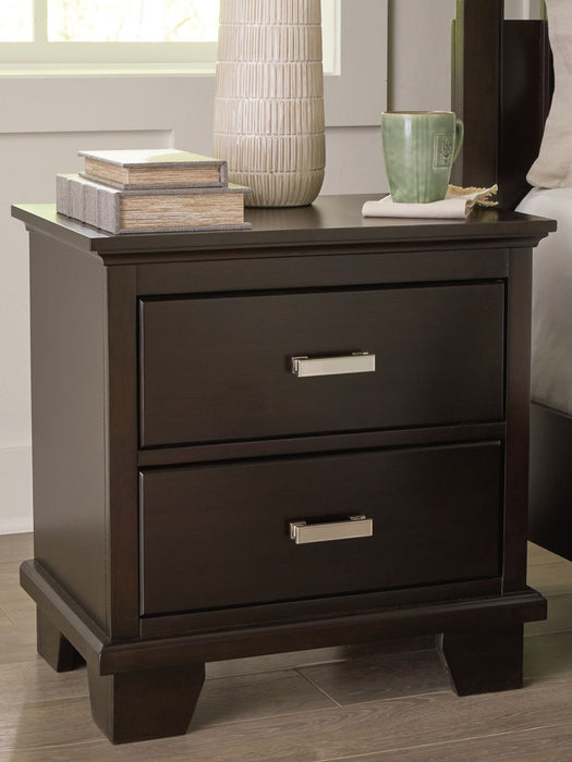 Covetown - Two Drawer Night Stand - Dark Brown – Accent Nightstands by Signature Design by Ashley® at Furniture Wholesale Plus , Nashville furniture store